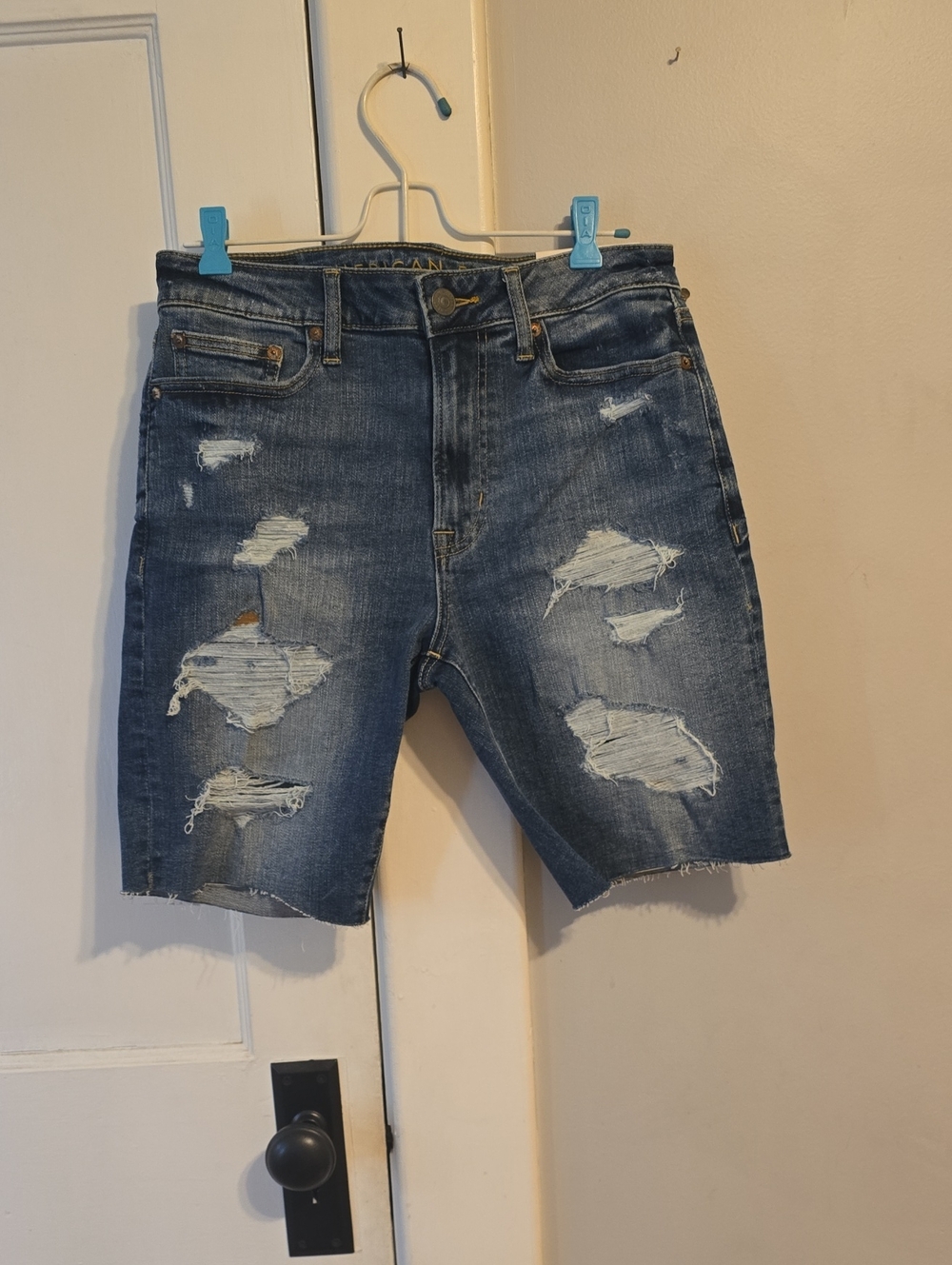 American Eagle Outfitters Distressed Blue Denim Shorts